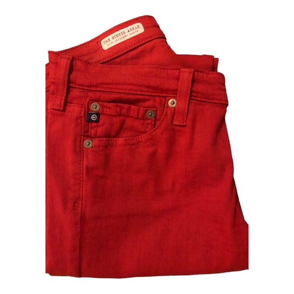AG Red Adriano Goldschmied The Stevie Ankle Skinnny Leg Jeans 25R - Picture 6 of 8